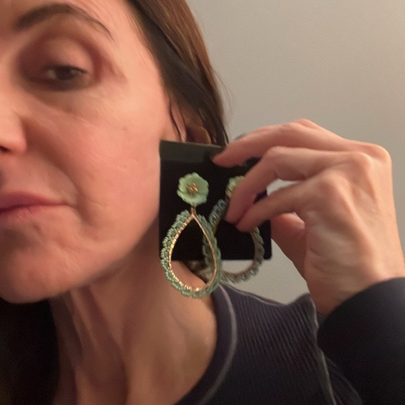 Mint Floral post Earrings - Picture 5 of 5